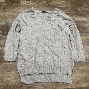 Lusso 100% Cashmere Grey V-Neck Sweater Size Medium